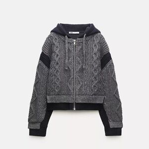 Zara Charcoal and Black Knit Hoodie